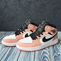 Рожеві кроссівки Nike Air Jordan 1 Retro жіночі. Стильне жіноче взуття Найк Аір Джордан 1 Ретро., фото 8