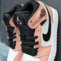 Рожеві кроссівки Nike Air Jordan 1 Retro жіночі. Стильне жіноче взуття Найк Аір Джордан 1 Ретро., фото 10