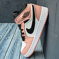 Рожеві кроссівки Nike Air Jordan 1 Retro жіночі. Стильне жіноче взуття Найк Аір Джордан 1 Ретро., фото 11