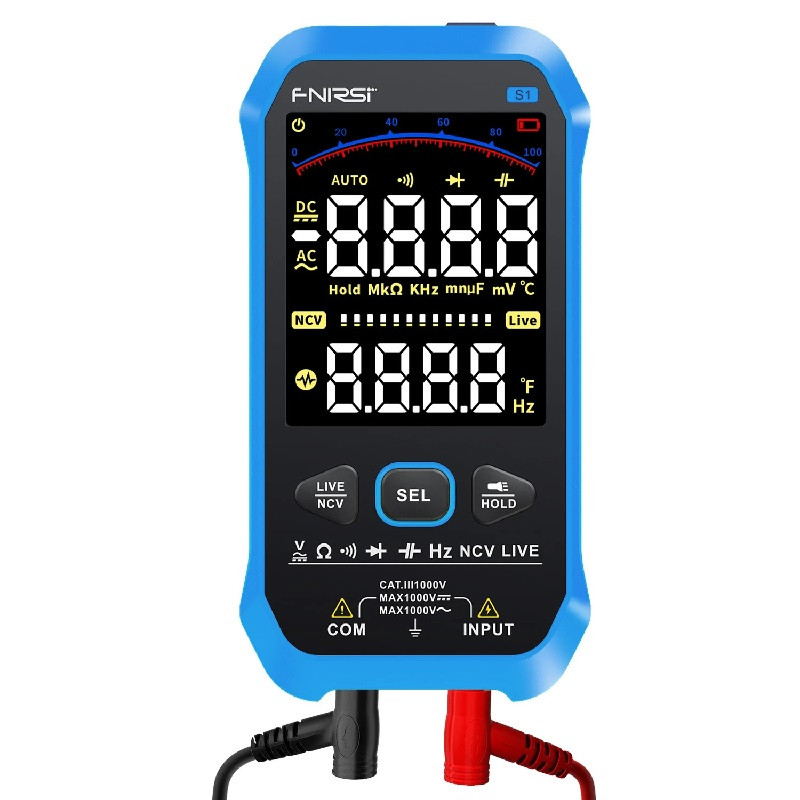 Мультиметр тестер Fnirsi S1 Smart NCV AC/DC R/C/D t/F, Li 1000mA/h USB