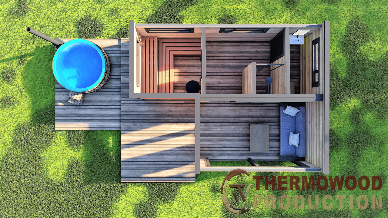 Модульний дачний будинок з банею 6,0х4,6м Sauna House 9 від Thermowood Production