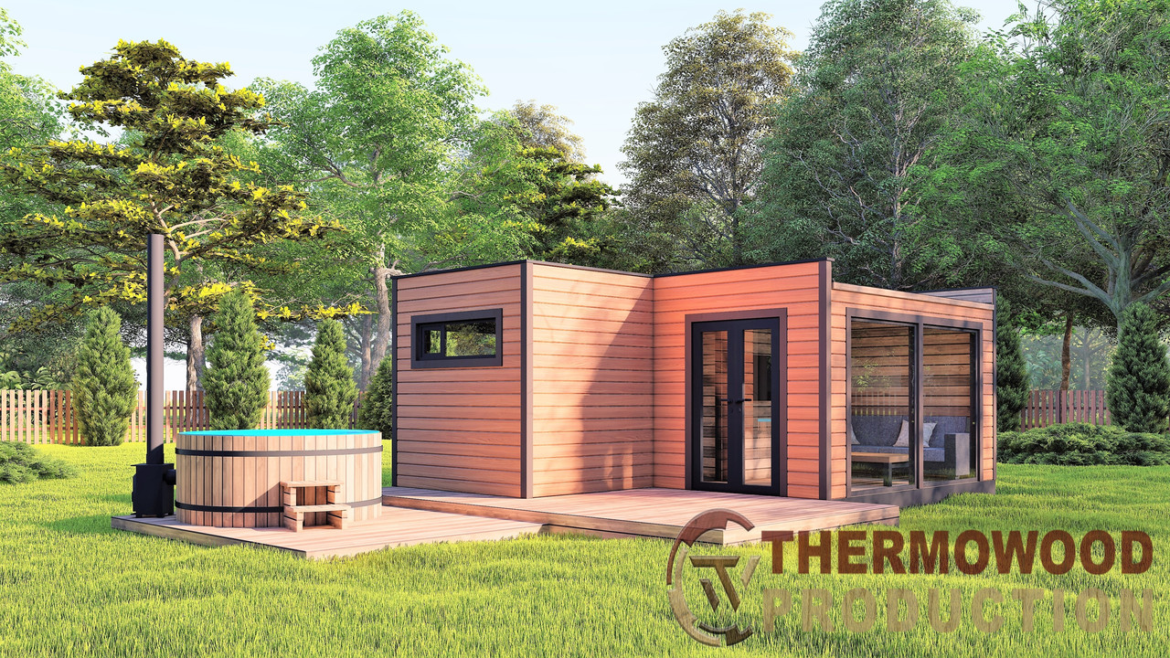 Модульний дачний будинок з банею 6,0х4,6м Sauna House 9 від Thermowood Production