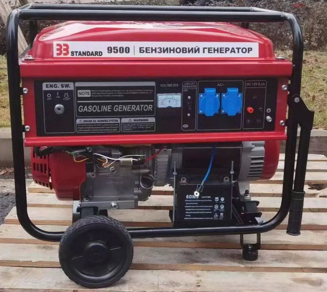 Генератор бензиновий 8 кВт/220V/1фаза Польща (зі стартером, на колесах, мідний)