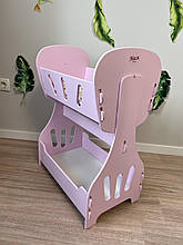 Ліжко для ляльок двоповерхове дерев'яне трояндове топ