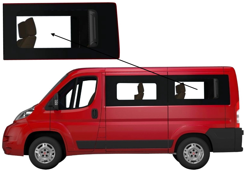 Бічне скло Peugeot Boxer 2006-2024 салону заднє ліве коротка база