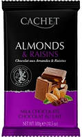 Молочний шоколад CACHET Almonds & Raisins з мигдалем і родзинками 300 г