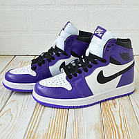 Фіолетові кросівки Nike Air Jordan 1 Retro жіночі. Модне жіноче взуття Найк Аір Джордан 1 Ретро., фото 9