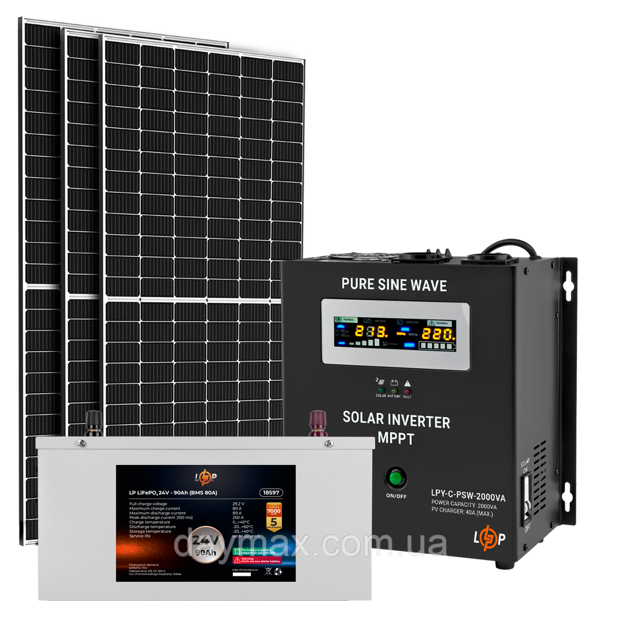 Сонячна електростанція (СЕС) 1.5kW АКБ 2.16kWh (літій) 90 Ah Преміум, фото 1