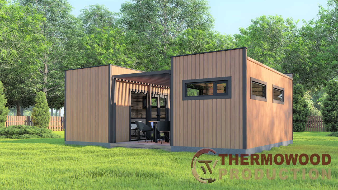 Модульний гостьовий будинок-баня 7,2х5,6м Sauna House 11 під ключ від Thermowood Production