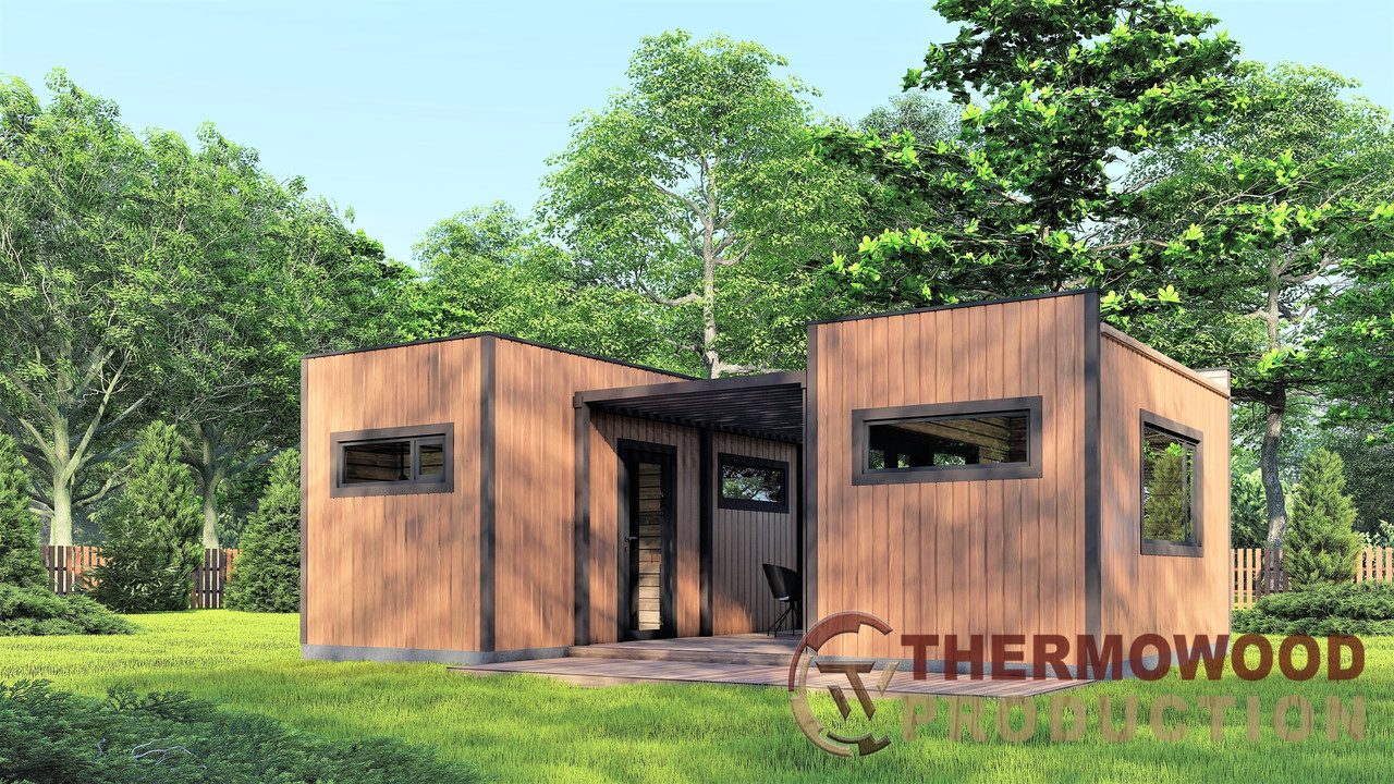 Модульний гостьовий будинок-баня 7,2х5,6м Sauna House 11 під ключ від Thermowood Production