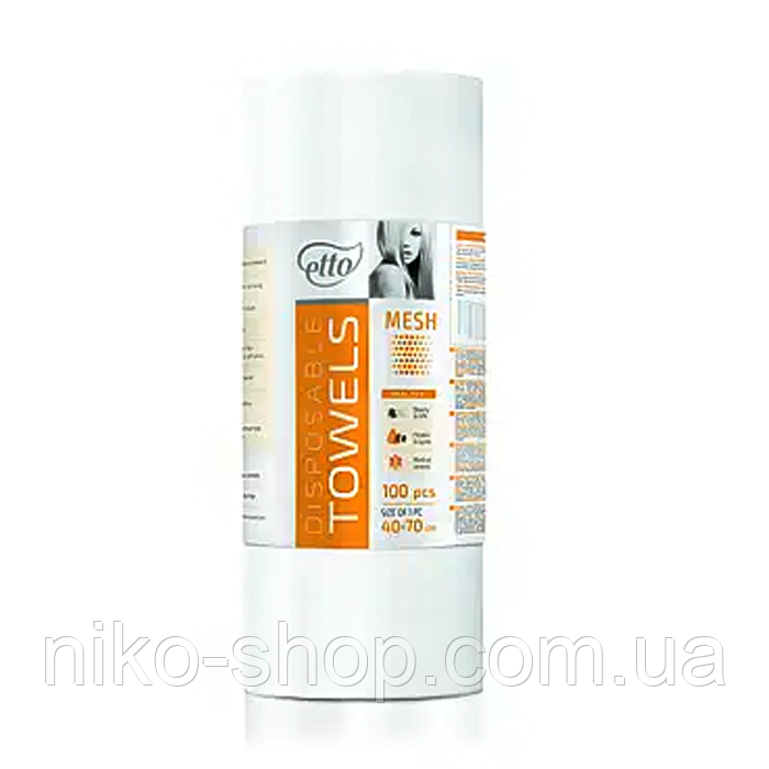 Рушники, що вбирають 40х70 см Etto, в рулоні 100 шт 50 г/м2 - текстура Сітка-Mesh, фото 1