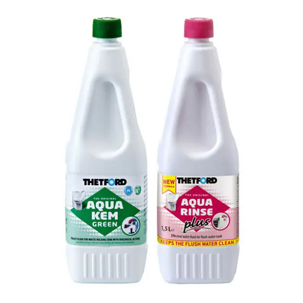 Комплект: Рідина для біотуалету DuoPack ”Аqua Кem Green” 1,5 л +”Аqua Rinse Plus” 1,5 л, фото 1