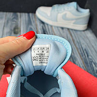 Низькі кроссівки жіночі Nike Air Jordan 1 Retro. Світло-блакитне взуття для дівчат Найк Аір Джордан 1., фото 3