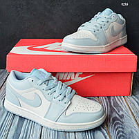 Низькі кроссівки жіночі Nike Air Jordan 1 Retro. Світло-блакитне взуття для дівчат Найк Аір Джордан 1., фото 8