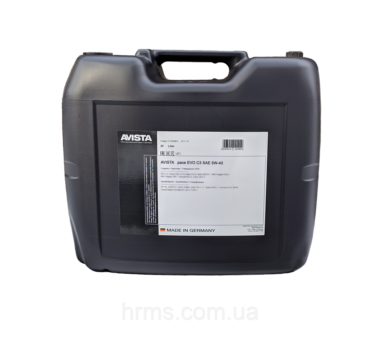 Масло моторное AVISTA pace EVO C3 SAE 5W-40 канистра 20 л Ависта Пейс Ево С3 5в40 Авіста Пейс Ево С3 5в40