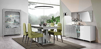 Столова Ліпарі / Lipari Білий Глянець Сірий Дуб