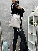 Крем - молодіжний зручний та стильний рюкзак-сумка на блискавці з додатковим відділенням спереду (0420)