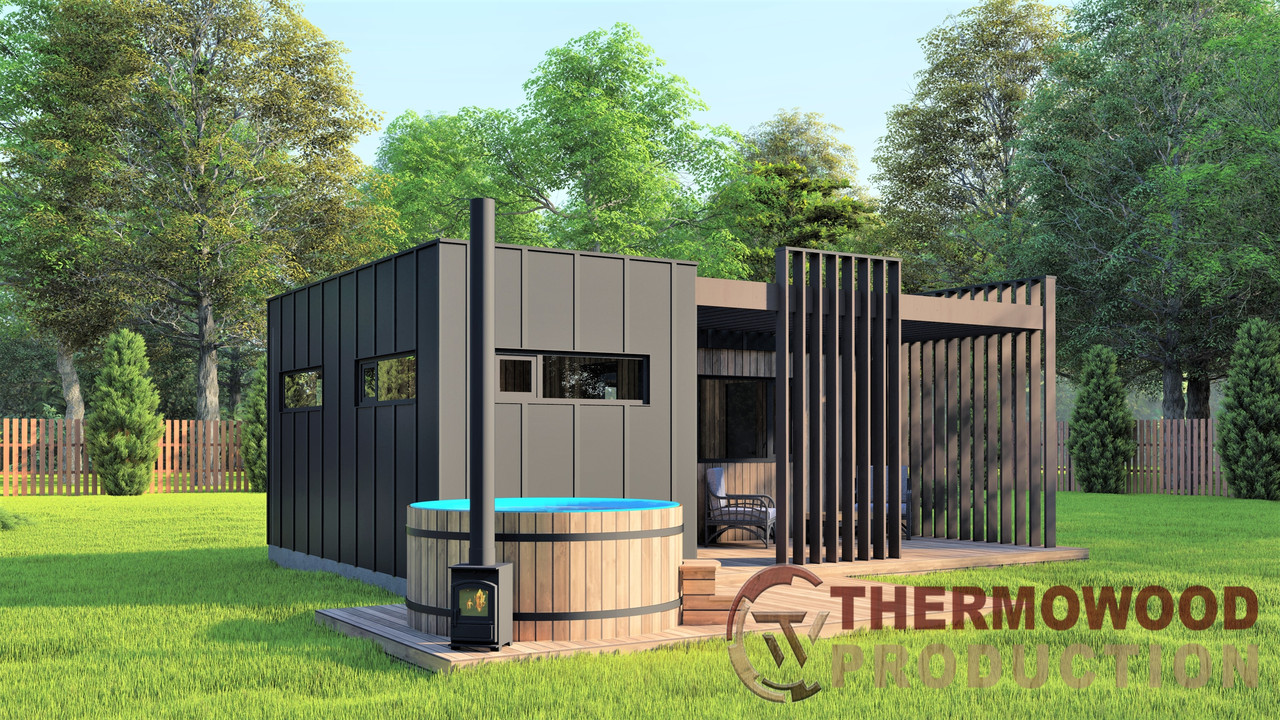 Модульний дачний будинок з банею 7,0х4,9м Sauna House 13 від Thermowood Production