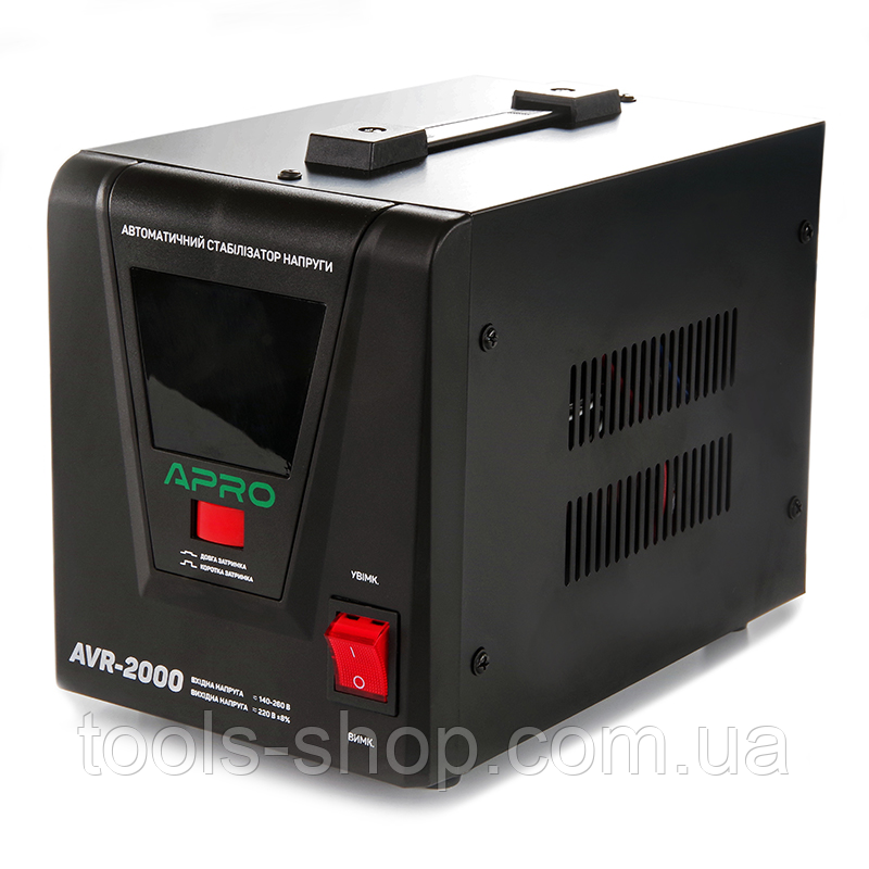 Стабілізатор напруги релейний APRO AVR-2000 : 1600 Вт, релейний, Led-дисплей, вага 5 кг