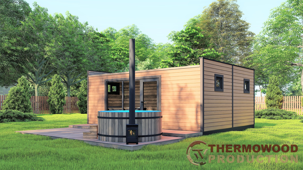 Модульный каркасный дом 6,0х4,6м с баней Sauna House 14 под ключ от Thermowood Production