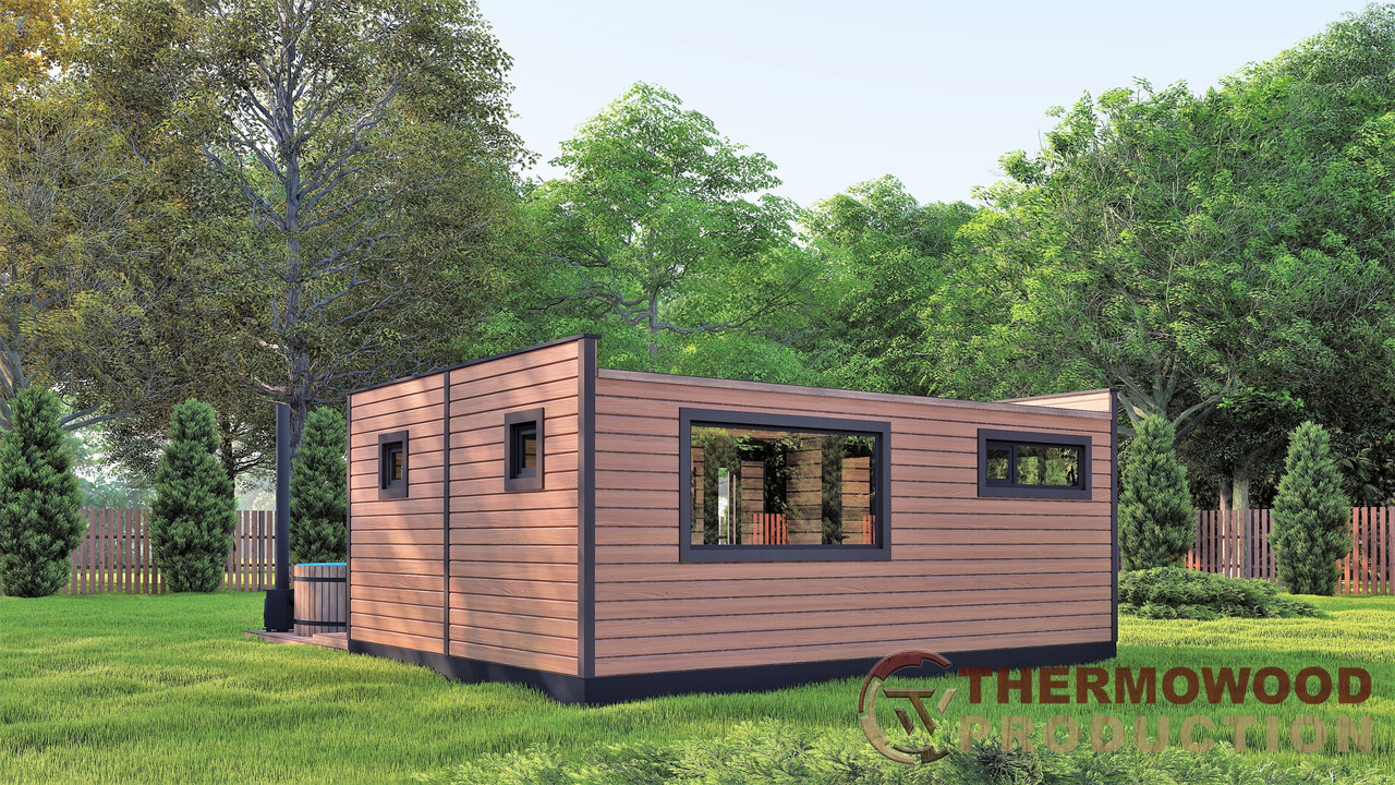 Модульный каркасный дом 6,0х4,6м с баней Sauna House 14 под ключ от Thermowood Production