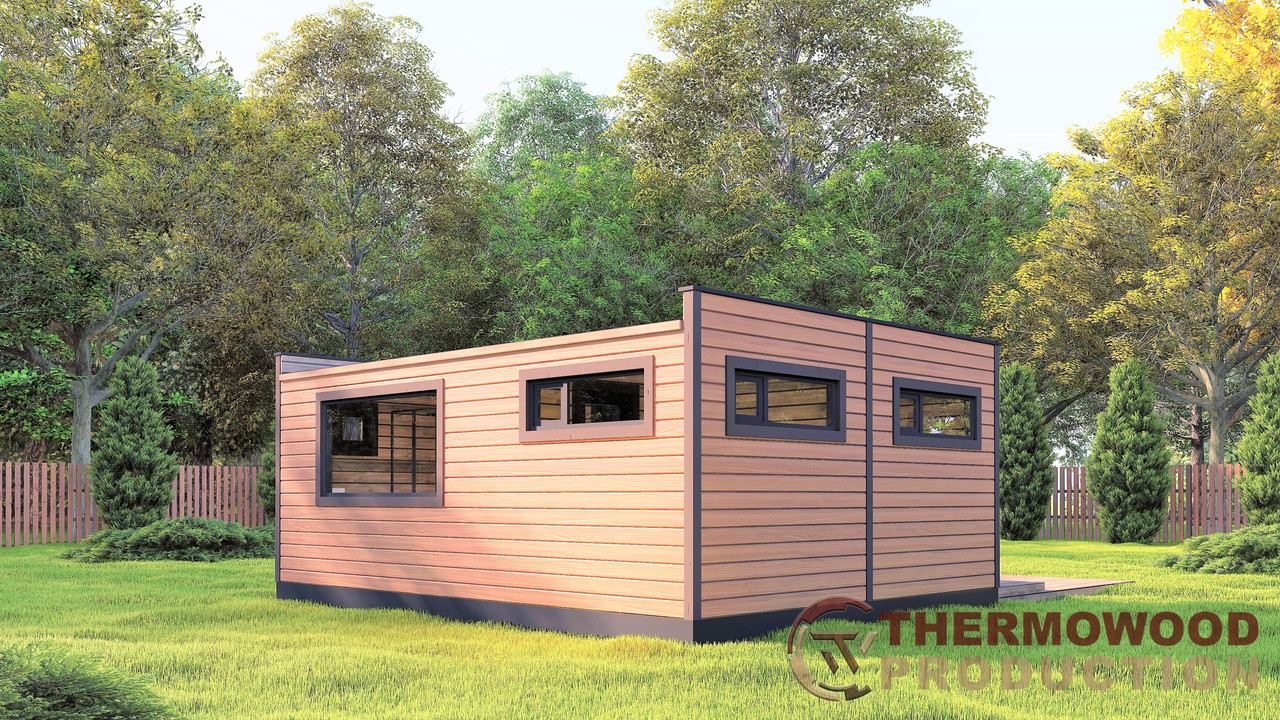 Модульный каркасный дом 6,0х4,6м с баней Sauna House 14 под ключ от Thermowood Production