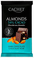 Чорний шоколад CACHET Almonds Мигдаль 54% какао 300 г