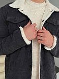 Чоловічий піджак на хутрі класичний вельветовий теплий весна-осінь (у стилі джинсовка на хутрі). Живе фото (молодіжний жакет), фото 4