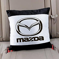 Плюшевая подушка в машину Мазда. Подушка Mazda. Печать на подушках.