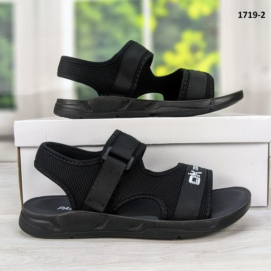 Босоніжки підліткові для хлопчика чорні текстильні на липучці Paliament D1524