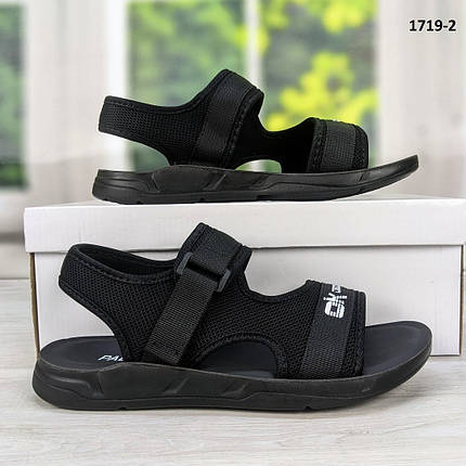 Босоніжки підліткові для хлопчика чорні текстильні на липучці Paliament D1524, фото 1