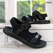 Босоніжки підліткові для хлопчика чорні текстильні на липучці Paliament D1524, фото 3