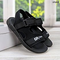 Босоніжки підліткові для хлопчика чорні текстильні на липучці Paliament D1524, фото 4