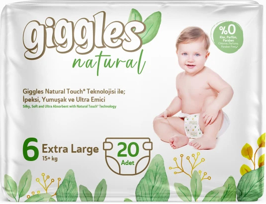 Підгузки дитячі Giggles Natural 6 Extra Large 15+ кг 20 шт