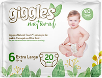 Подгузники детские Giggles Natural 6 Extra Large 15+ кг 20 шт памперсы для младенцев детские памперсы