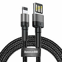 Кабель для зарядки айфона, USB to Lightning, Baseus Cafule, 1 метр, Серо-черный