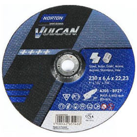 Диск шліфувальний по металу та нержавіючий. "NORTON VULCAN"; O = 230/22,2 мм, t = 6.4 мм (