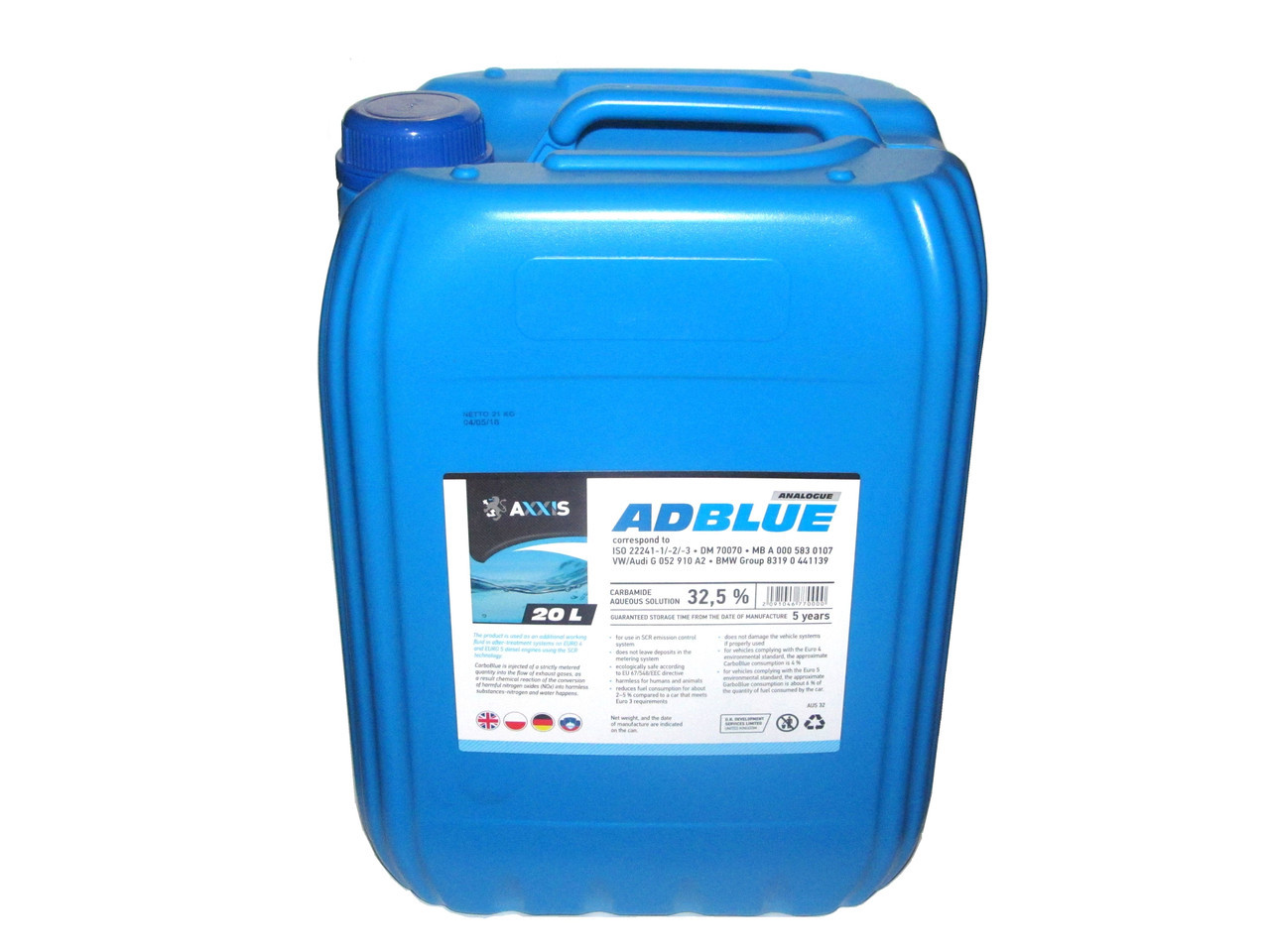 Рідина AdBlue для зниження викидів систем SCR (сечовина) <AXXIS> 20 л