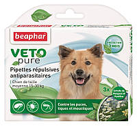Краплі натуральні біо для собак середніх порід від бліх, кліщів та комарів, Beaphar Bio Spot OnVeto pure, 1 піпетка (до 25/06/24)