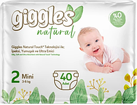 Подгузники детские Giggles Natural 2 Mini 3-6 кг 40 шт одноразовые подгузники для новорожденных памперсы