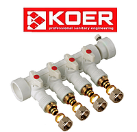 Коллектор распределительный 4-way с фитингом KOER K0192.PRO - 40x20 PPR (Чехия) НА 20 ТРУБУ!!!!!