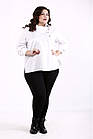 Біла стильна блузка жіноча офісна натуральна з оригінальним коміром великого розміру 60-62, фото 3