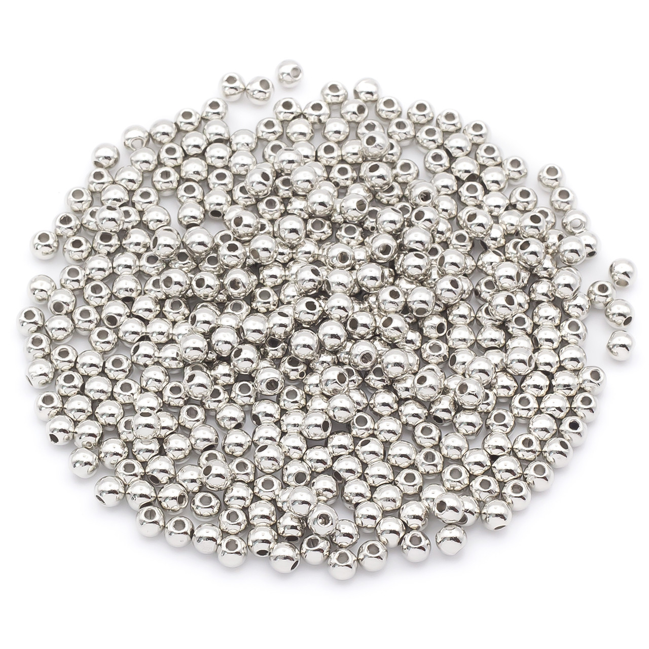 Намистини пластикові під метал 4 мм Платина +-15г (+-790 шт.), фото 1