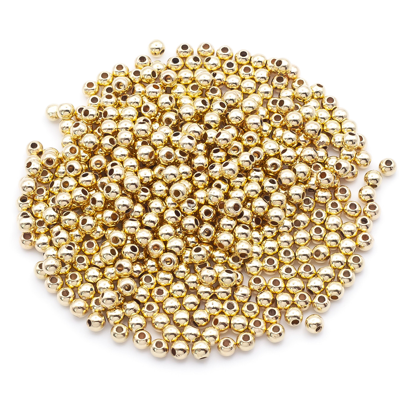 Намистини пластикові під метал 3 мм Золотистий світлий +-15г (+-1700 шт.), фото 1