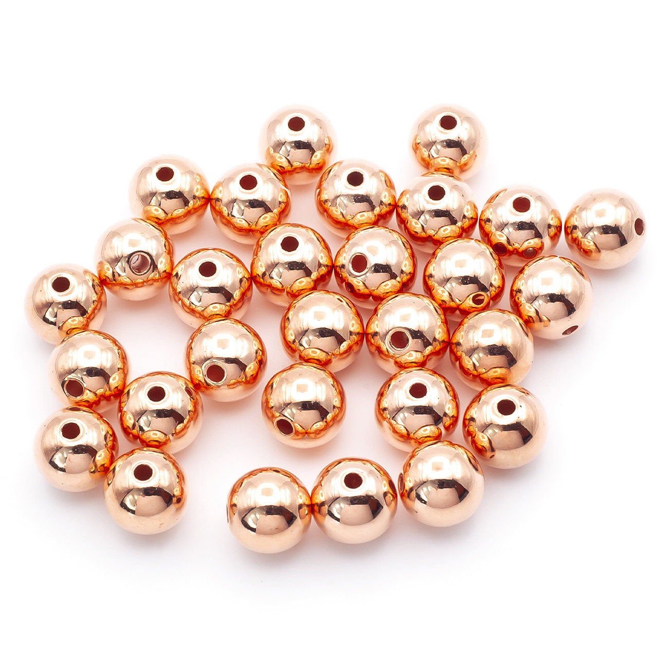 Намистини пластикові під метал 12 мм Мідний +-20 г (+-20 шт.), фото 1