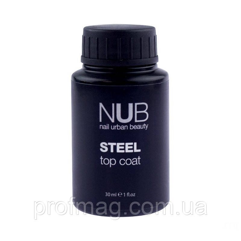 Топ для нігтів, топ для манікюру, NUB Top Coat Steel – сталевий закріплювач для гель-лаку, 30 мл