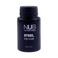 Топ для нігтів, топ для манікюру, NUB Top Coat Steel – сталевий закріплювач для гель-лаку, 30 мл