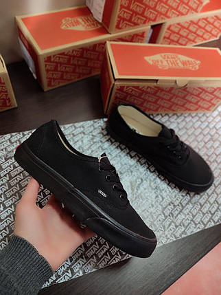 Кеди VANS Authentic ALL BLACK кросівки чорні ванси текстиль унісекс, фото 1