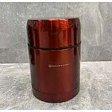 Термос ваккумний харчовий з окремою тарілкою 1000 мл Edenberg EB-3510 Термос для їжі з неіржавкої сталі, фото 6