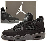 Мужские / женские кроссовки Nike Air Jordan 4 Retro Black Cat, черные кроссовки найк аир джордан 4 ретро